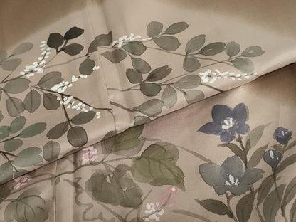 平和屋着物●訪問着 手描き 草花文 暈し染め 正絹 逸品 未使用 DAAZ7285ud