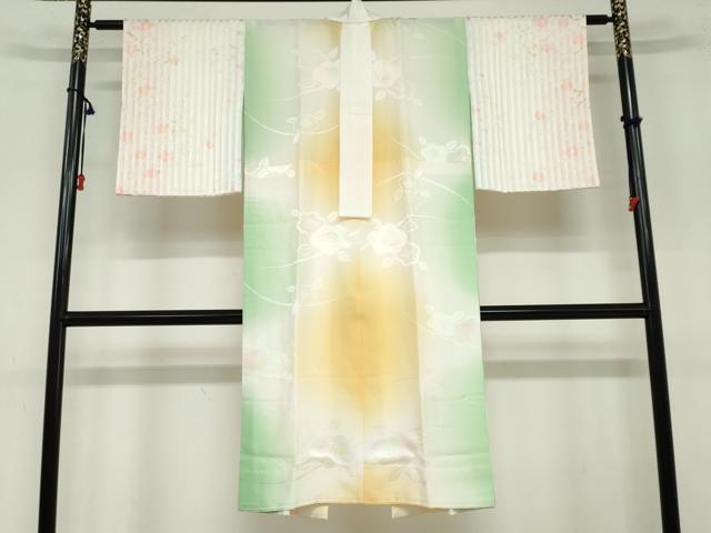 平和屋着物●長襦袢 無双仕立て 舞花地紋 暈し染め 金彩 正絹 逸品 DAAZ7294ud