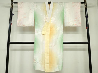平和屋着物●長襦袢 無双仕立て 舞花地紋 暈し染め 金彩 正絹 逸品 DAAZ7294ud