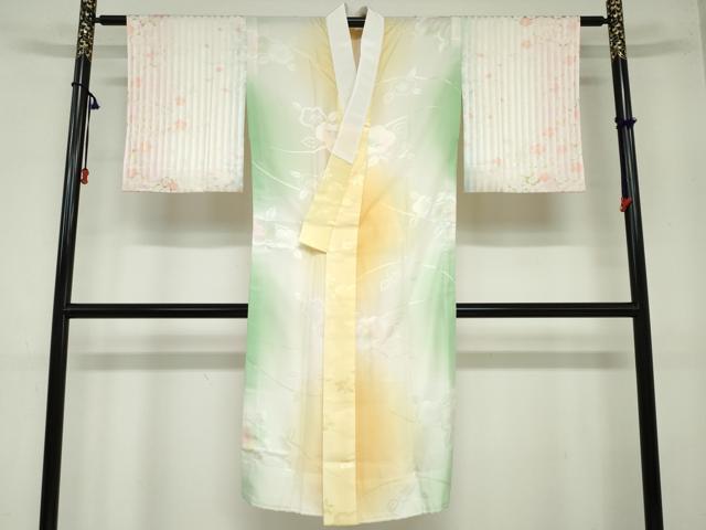 平和屋着物●長襦袢 無双仕立て 舞花地紋 暈し染め 金彩 正絹 逸品 DAAZ7294ud