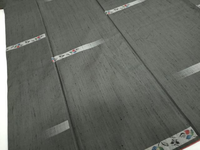 平和屋着物●上質な紬 横段草花文 正絹 逸品 DAAZ7299ud