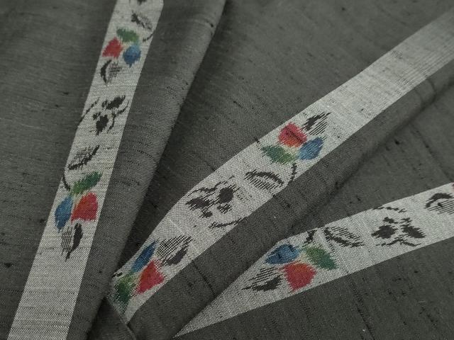 平和屋着物●上質な紬 横段草花文 正絹 逸品 DAAZ7299ud