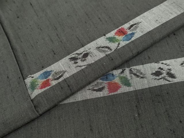 平和屋着物●上質な紬 横段草花文 正絹 逸品 DAAZ7299ud