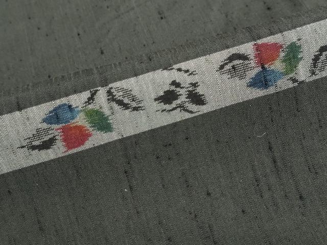 平和屋着物●上質な紬 横段草花文 正絹 逸品 DAAZ7299ud