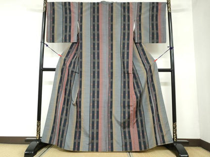 平和屋着物●上質な紬 変わり間道 正絹 逸品 DAAZ7307ud