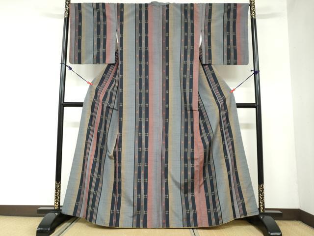 平和屋着物●上質な紬 変わり間道 正絹 逸品 DAAZ7307ud