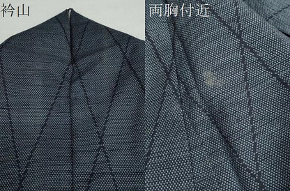 平和屋着物●本場塩沢 ゆきしろ紬 変わり格子文 反端付き 正絹 逸品 DAAZ7321ud