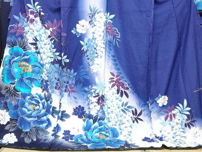 平和屋着物●豪華振袖　草花文　暈し染め　金彩　銀通し地　仮絵羽　逸品　未使用　DAAZ7329ud