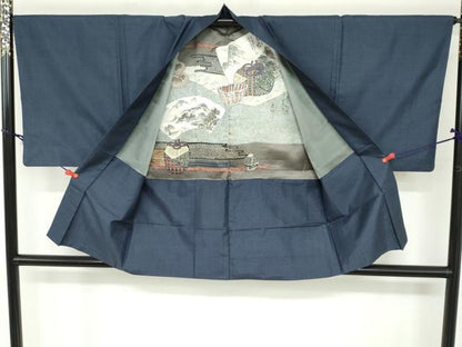 平和屋着物●男性　本場大島紬　アンサンブル　長襦袢（袷）セット　抽象文様　正絹　逸品　DAAZ7334ud
