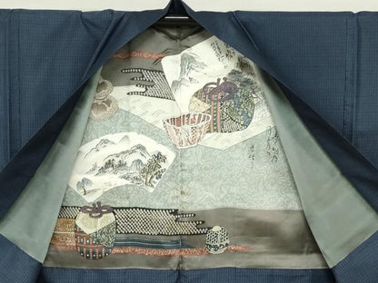 平和屋着物●男性　本場大島紬　アンサンブル　長襦袢（袷）セット　抽象文様　正絹　逸品　DAAZ7334ud