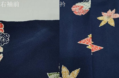 平和屋着物●上質な小紋 型染め 雪輪草花文 鬼しぼ縮緬 正絹 逸品 DAAZ7354ud