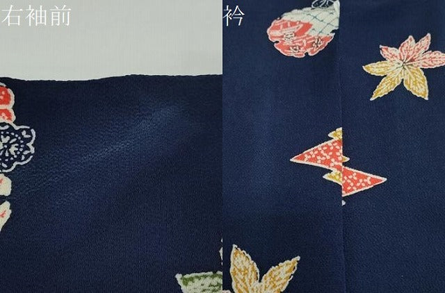 平和屋着物●上質な小紋 型染め 雪輪草花文 鬼しぼ縮緬 正絹 逸品 DAAZ7354ud