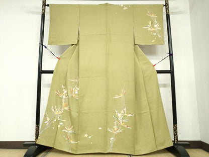平和屋着物●訪問着　松梅文　たたき染め　金彩　高島屋扱い　正絹　逸品　未使用　DABD9057ud