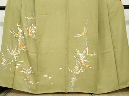 平和屋着物●訪問着　松梅文　たたき染め　金彩　高島屋扱い　正絹　逸品　未使用　DABD9057ud