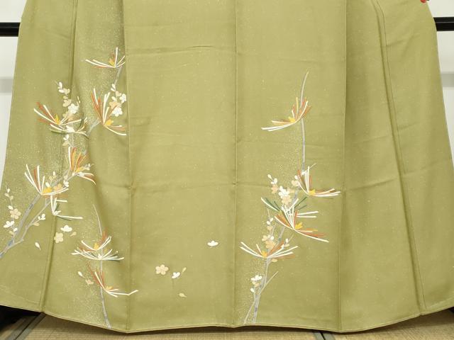 平和屋着物●訪問着　松梅文　たたき染め　金彩　高島屋扱い　正絹　逸品　未使用　DABD9057ud
