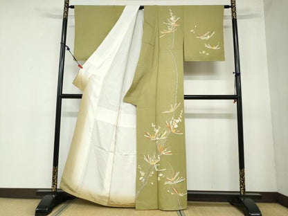 平和屋着物●訪問着　松梅文　たたき染め　金彩　高島屋扱い　正絹　逸品　未使用　DABD9057ud