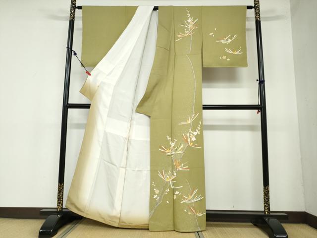 平和屋着物●訪問着　松梅文　たたき染め　金彩　高島屋扱い　正絹　逸品　未使用　DABD9057ud