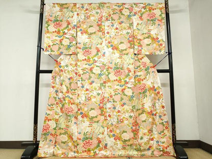平和屋着物●創業460年・千總　小紋　花車文　金彩　三越扱い　正絹　逸品　DAAZ7358ud