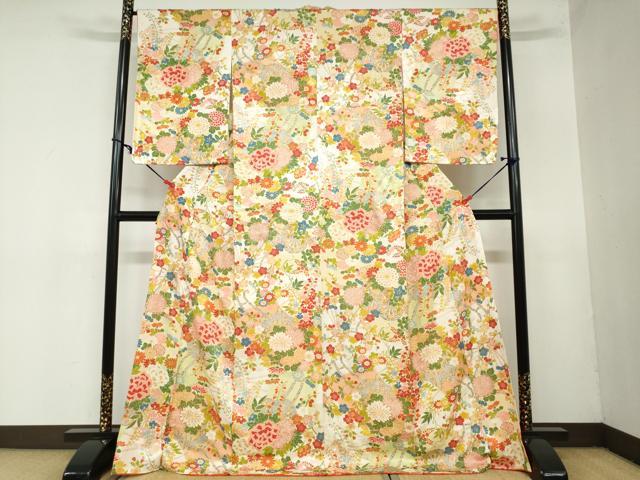 平和屋着物●創業460年・千總　小紋　花車文　金彩　三越扱い　正絹　逸品　DAAZ7358ud