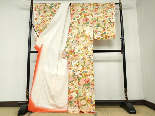 平和屋着物●創業460年・千總　小紋　花車文　金彩　三越扱い　正絹　逸品　DAAZ7358ud