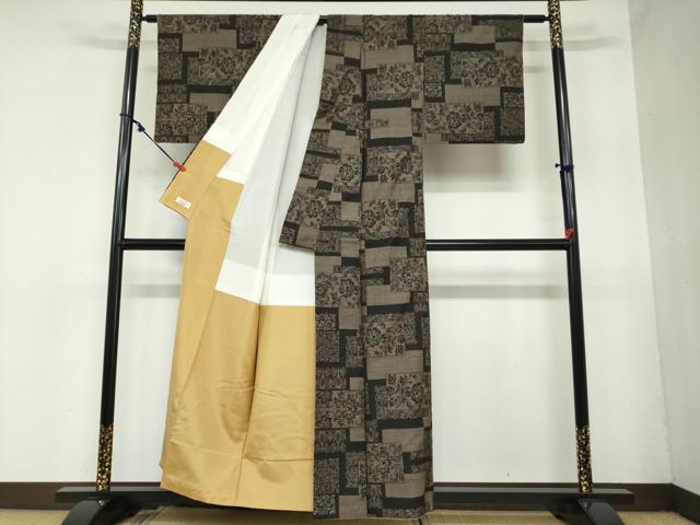 平和屋着物●本場大島紬　9マルキ　更紗花唐草文　やまと誂製　正絹　逸品　DAAZ7367ud