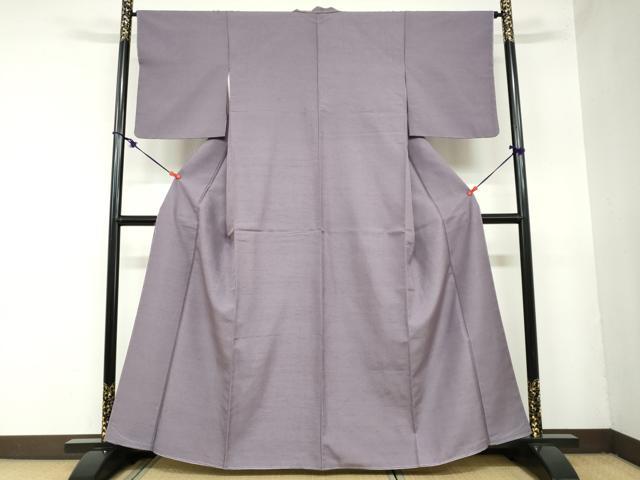 平和屋着物●結城紬　葡萄鼠色　正絹　逸品　未使用　DAAZ7368ud