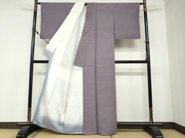 平和屋着物●結城紬　葡萄鼠色　正絹　逸品　未使用　DAAZ7368ud