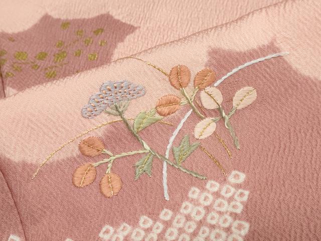 平和屋着物●訪問着　絞り　刺繍　草花文　金彩　正絹　逸品　DAAZ7376ud