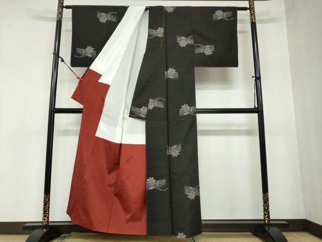 平和屋着物●本場大島紬　地空き　9マルキ　舞花文　正絹　逸品　未使用　DAAZ7388ud