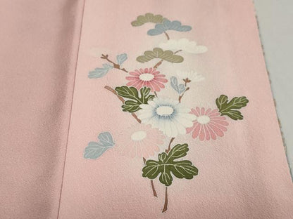 平和屋着物●訪問着　作家物　御所車群鶴草花文　暈し染め　金銀彩　正絹　逸品　DAAZ7392ud