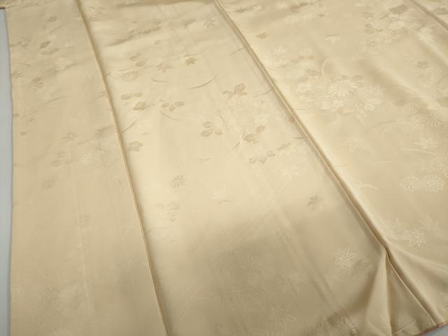 平和屋着物●上質な色無地　流水草花地紋　薄香色　正絹　逸品　未使用　DAAZ7393ud