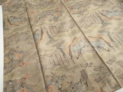 平和屋着物●本場大島紬　9マルキ　平安人物文　正絹　逸品　DABF1395ud