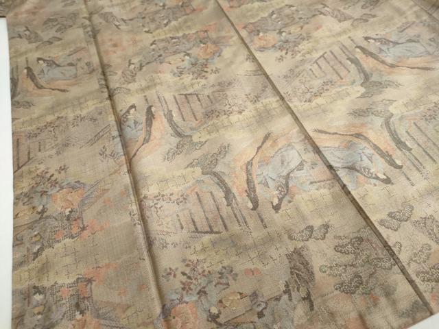 平和屋着物●本場大島紬　9マルキ　平安人物文　正絹　逸品　DABF1395ud