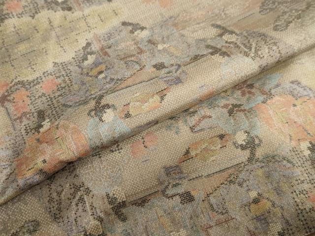 平和屋着物●本場大島紬　9マルキ　平安人物文　正絹　逸品　DABF1395ud