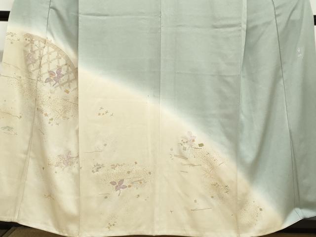 平和屋着物●訪問着 貝紫 刺繍 草花籬文 暈し染め 金彩 正絹 逸品 DAAZ7435ud