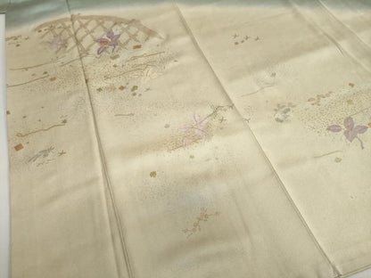 平和屋着物●訪問着 貝紫 刺繍 草花籬文 暈し染め 金彩 正絹 逸品 DAAZ7435ud