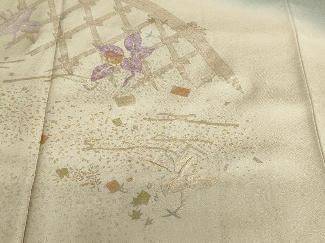 平和屋着物●訪問着 貝紫 刺繍 草花籬文 暈し染め 金彩 正絹 逸品 DAAZ7435ud