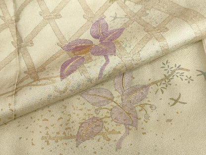 平和屋着物●訪問着 貝紫 刺繍 草花籬文 暈し染め 金彩 正絹 逸品 DAAZ7435ud