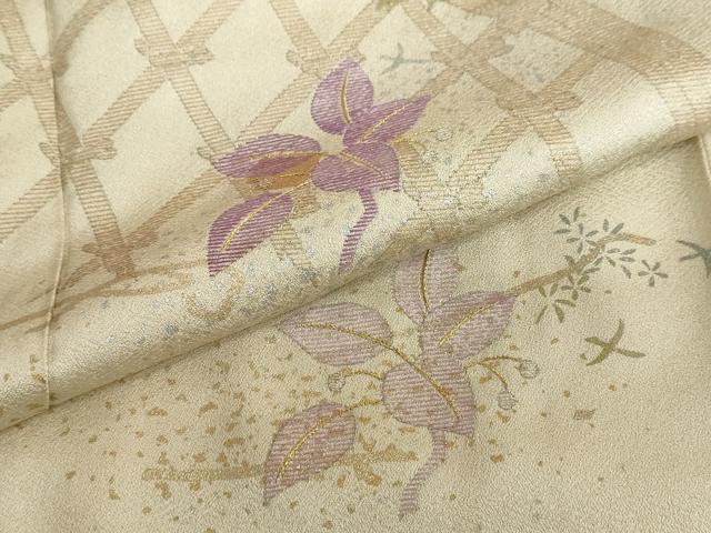 平和屋着物●訪問着 貝紫 刺繍 草花籬文 暈し染め 金彩 正絹 逸品 DAAZ7435ud