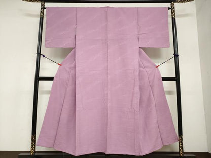 平和屋着物●上質な色無地　立波地紋　菖蒲色　正絹　逸品　未使用　DAAZ7437ud