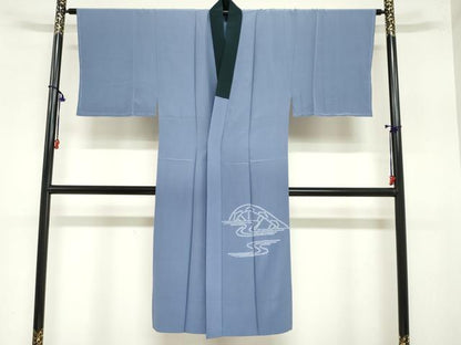 平和屋着物●男性　長襦袢　袷　絞り　風景文　正絹　逸品　DAAZ7441ud