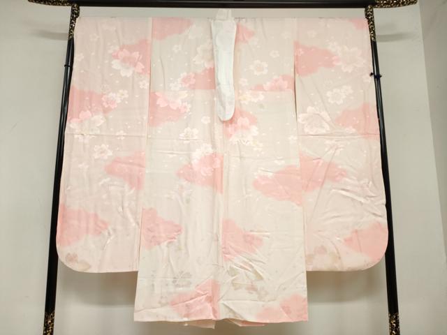平和屋着物●振袖用長襦袢　袷　舞桜地紋　暈し染め　京都きもの友禅扱い　正絹　逸品　DAAZ7458ud