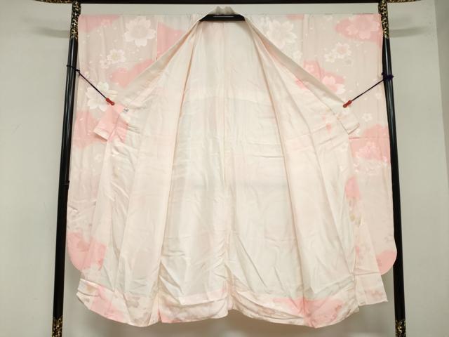平和屋着物●振袖用長襦袢　袷　舞桜地紋　暈し染め　京都きもの友禅扱い　正絹　逸品　DAAZ7458ud