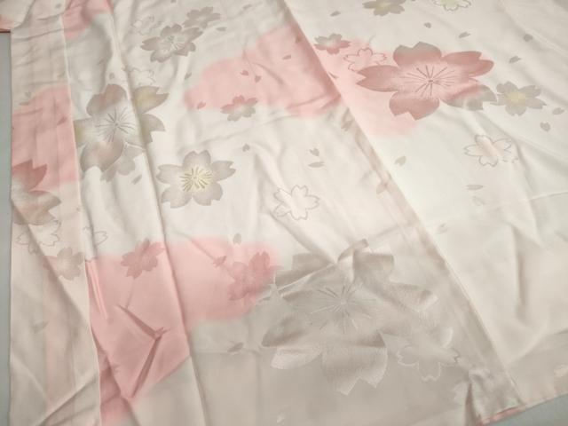平和屋着物●振袖用長襦袢　袷　舞桜地紋　暈し染め　京都きもの友禅扱い　正絹　逸品　DAAZ7458ud