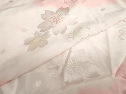 平和屋着物●振袖用長襦袢　袷　舞桜地紋　暈し染め　京都きもの友禅扱い　正絹　逸品　DAAZ7458ud