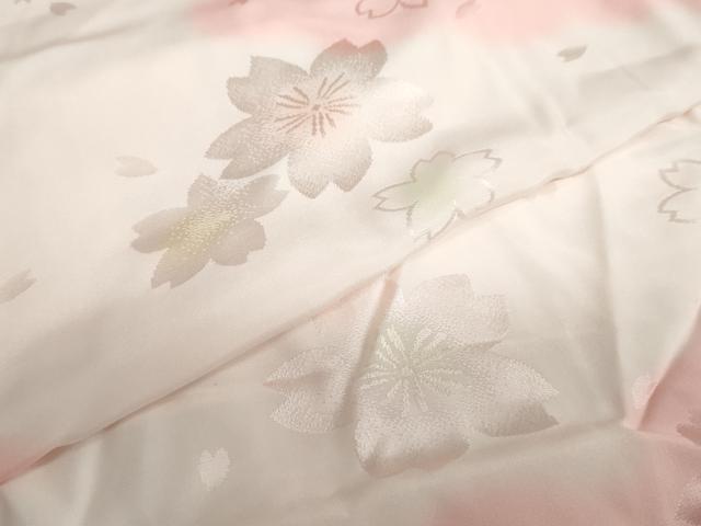 平和屋着物●振袖用長襦袢　袷　舞桜地紋　暈し染め　京都きもの友禅扱い　正絹　逸品　DAAZ7458ud