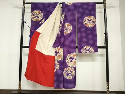 平和屋着物∵アンティーク 大正ロマン 女の子 十三参り 子供 祝着 草花丸文 逸品 DAAZ7460ud