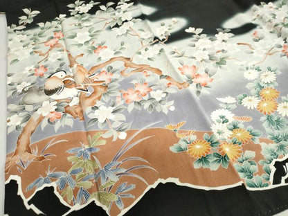 平和屋着物●豪華黒留袖 花鳥文 暈し染め 金彩 正絹 逸品 DAAZ7461ud