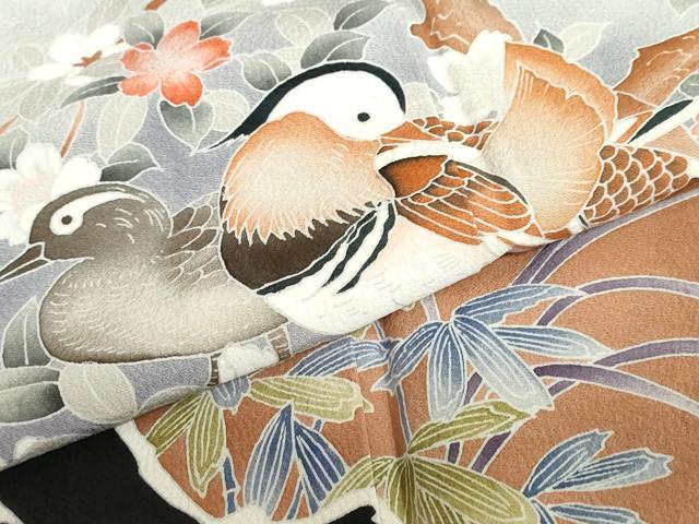 平和屋着物●豪華黒留袖 花鳥文 暈し染め 金彩 正絹 逸品 DAAZ7461ud