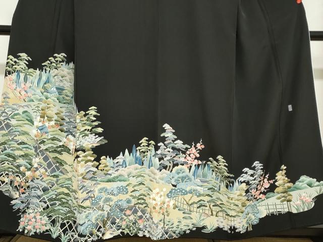 平和屋着物●豪華黒留袖 友禅 作家物 風景樹林文 正絹 逸品 DAAZ7465ud